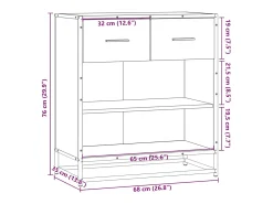 Aparador de roble marrón 68x35x76 cm madera de ingeniería