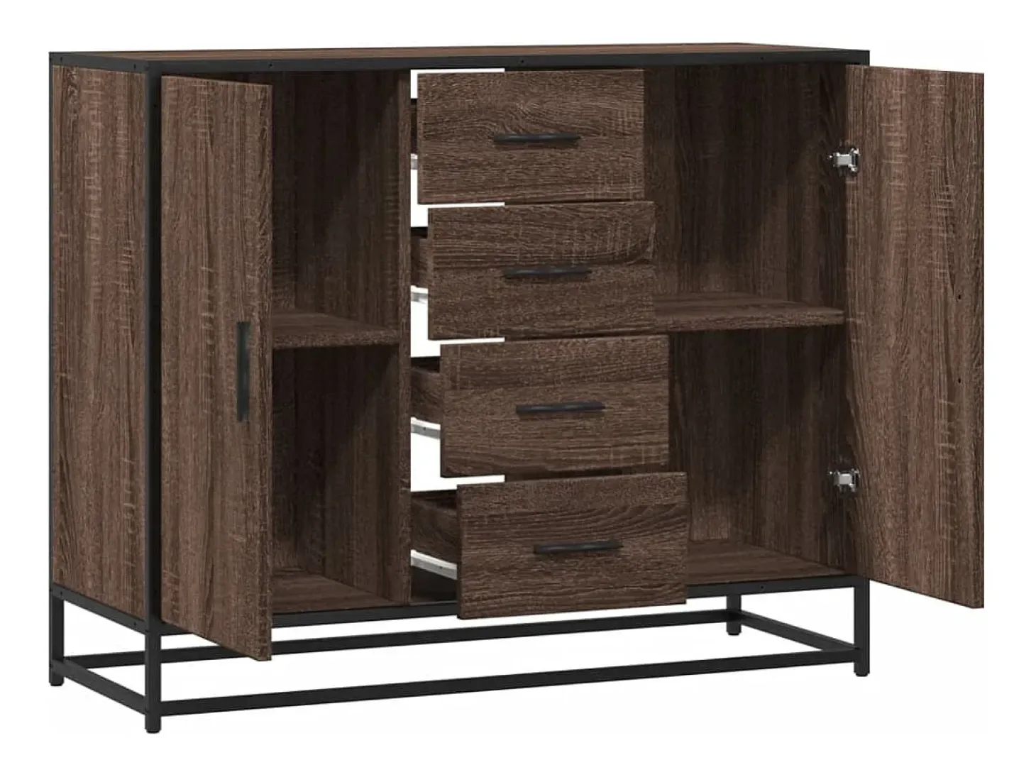 Aparador de roble marrón 92x35x76 cm Madera de ingeniería