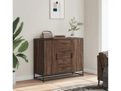 Aparador de roble marrón 92x35x76 cm Madera de ingeniería