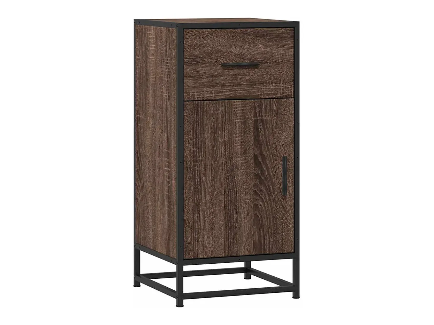 Aparador de roble marrón 35,5x35x76 cm madera contrachapada y metal