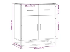 Aparador de roble marrón 68x35x76 cm madera de ingeniería