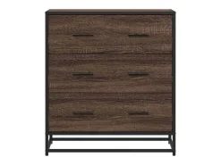 Aparador de roble marrón 68x35x76 cm madera contrachapada y metal