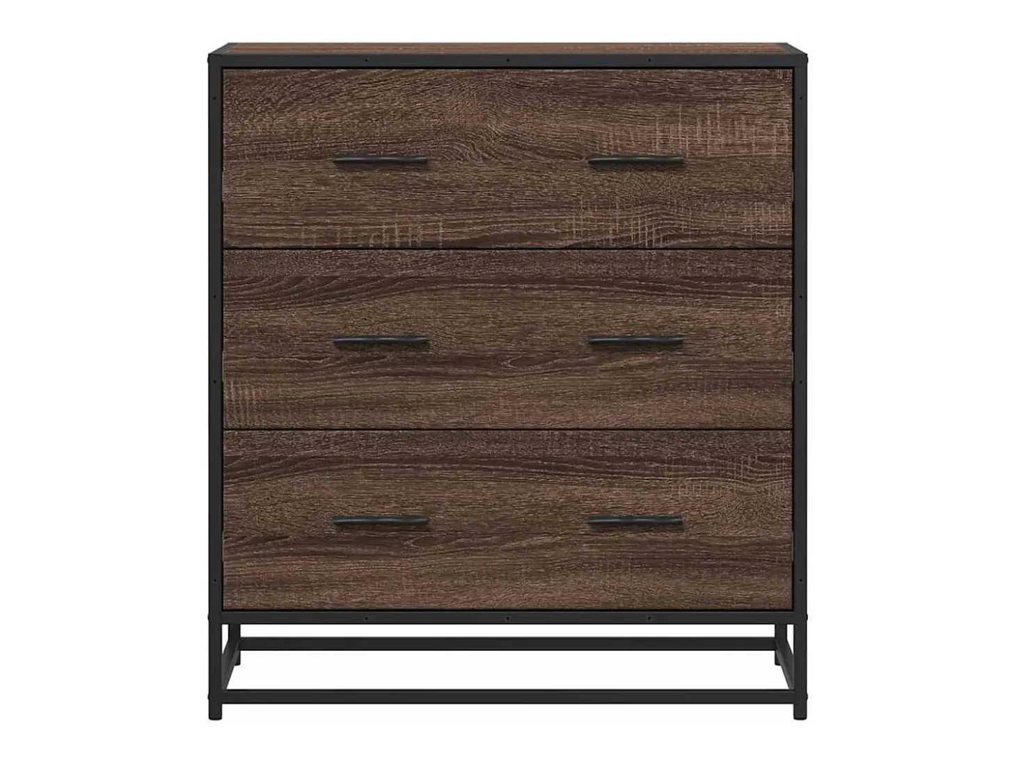 Aparador de roble marrón 68x35x76 cm madera contrachapada y metal