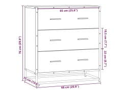 Aparador de roble marrón 68x35x76 cm madera contrachapada y metal