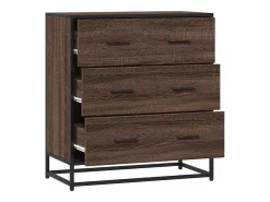 Aparador de roble marrón 68x35x76 cm madera contrachapada y metal