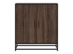 Aparador de roble marrón 68x35x76 cm madera contrachapada y metal