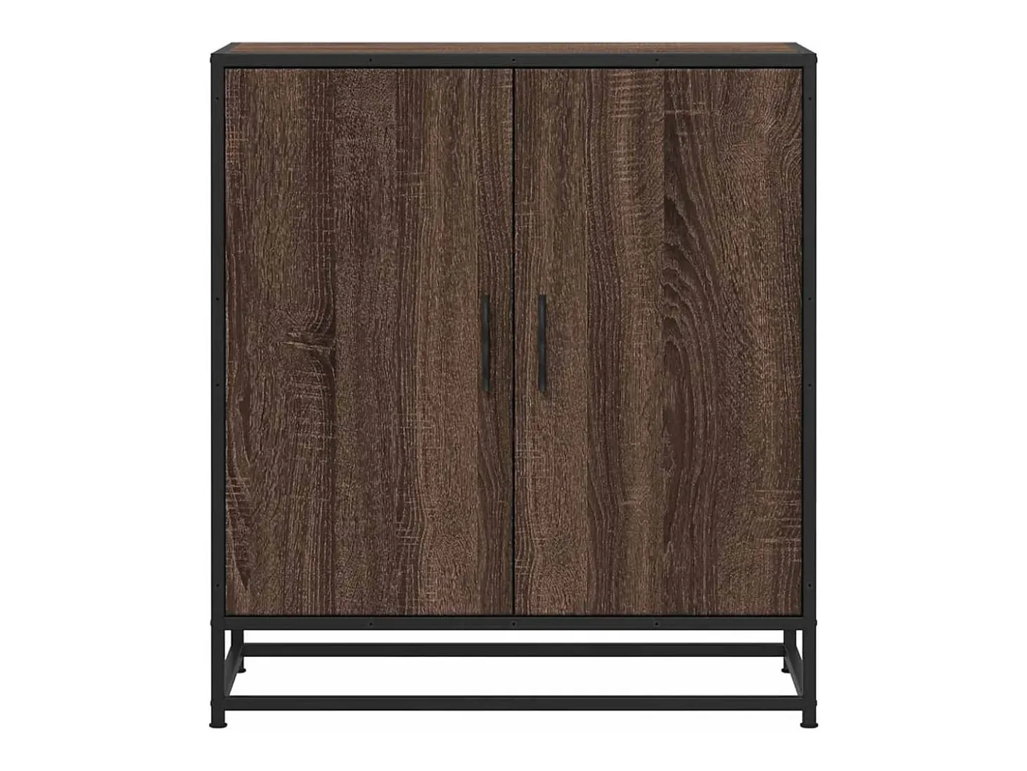Aparador de roble marrón 68x35x76 cm madera contrachapada y metal