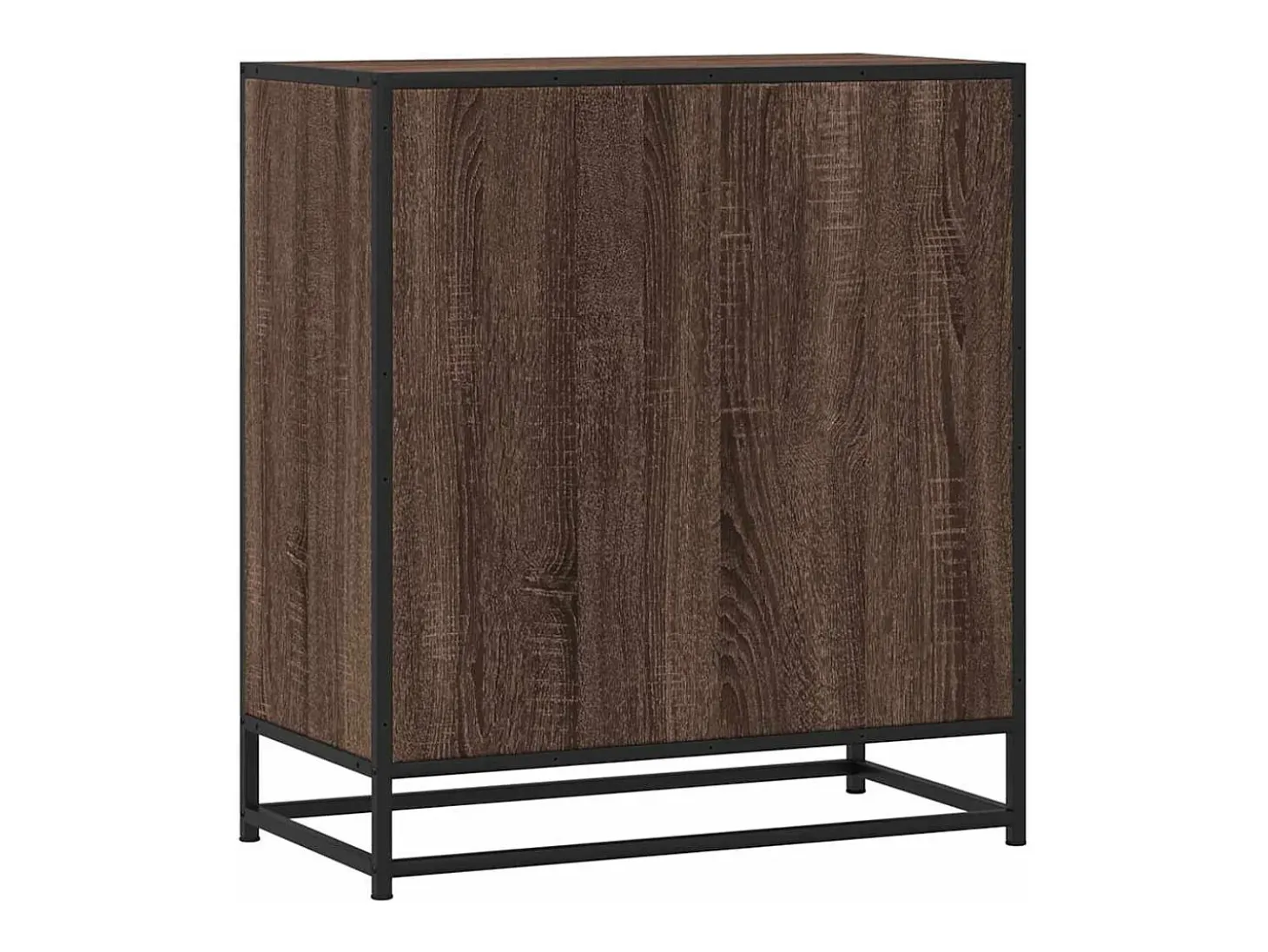 Aparador de roble marrón 68x35x76 cm madera contrachapada y metal