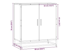 Aparador de roble marrón 68x35x76 cm madera contrachapada y metal