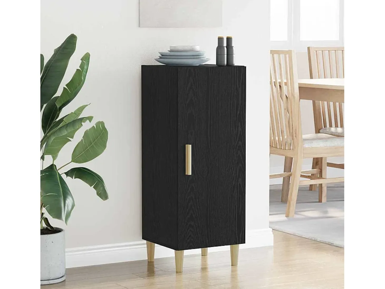 Aparador de roble negro 34,5 x 34 x 90 cm Madera de ingeniería