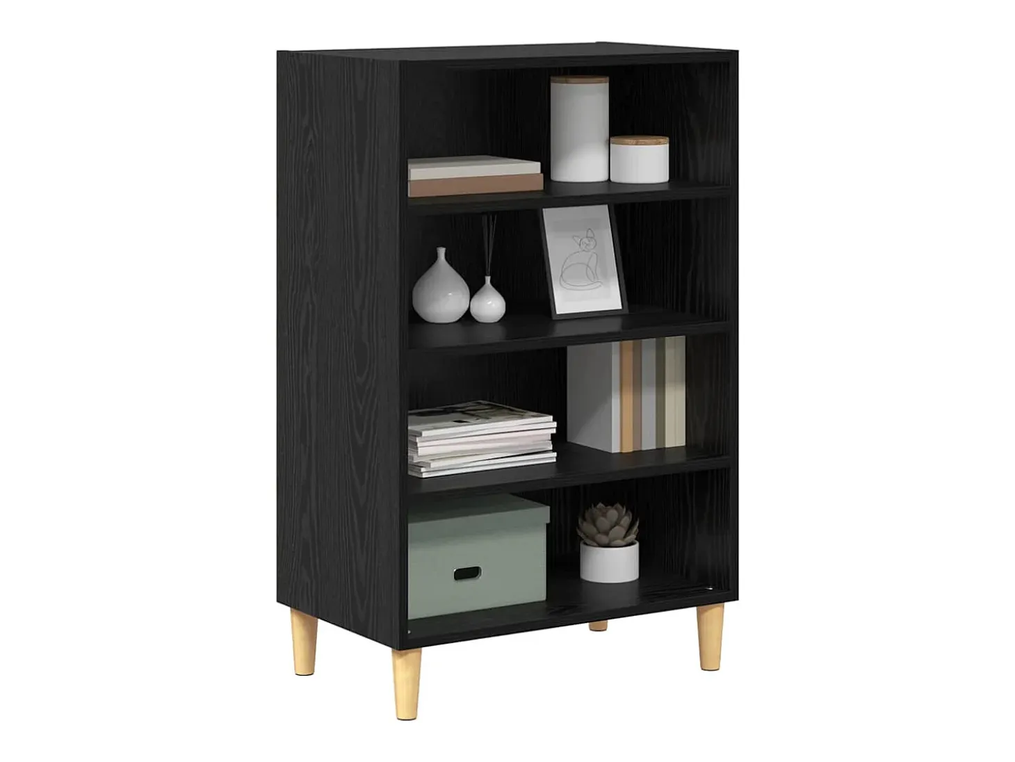 Aparador de roble negro 57 x 35 x 90 cm Madera de ingeniería