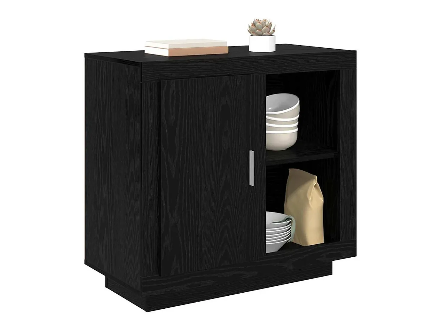 Aparador de roble negro 40 x 80 x 75 cm Madera de ingeniería