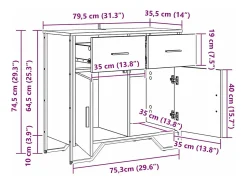 Aparador de roble negro 79,5 x 35,5 x 74,5 cm Madera de ingeniería