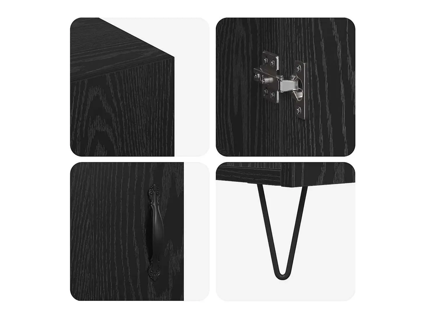 Aparador de roble negro 90 x 34 x 80 cm Madera de ingeniería