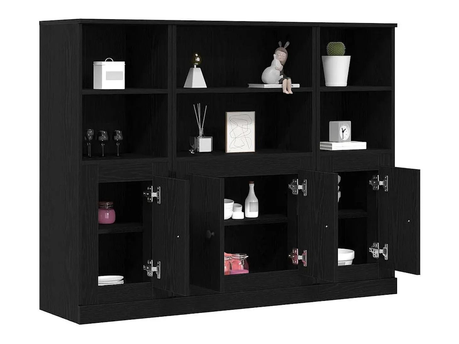 Aparador de roble negro 132x35,5x103,5 cm en madera de ingeniería