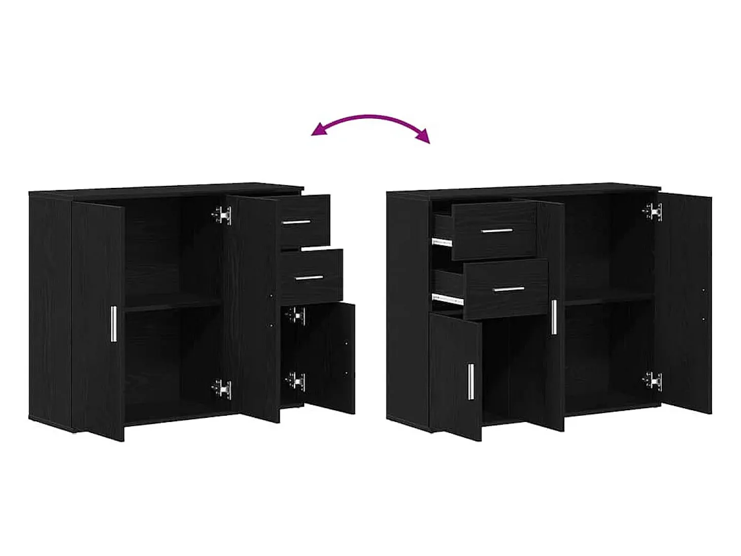 Aparador de roble negro 91x29,5x75 cm madera de ingeniería
