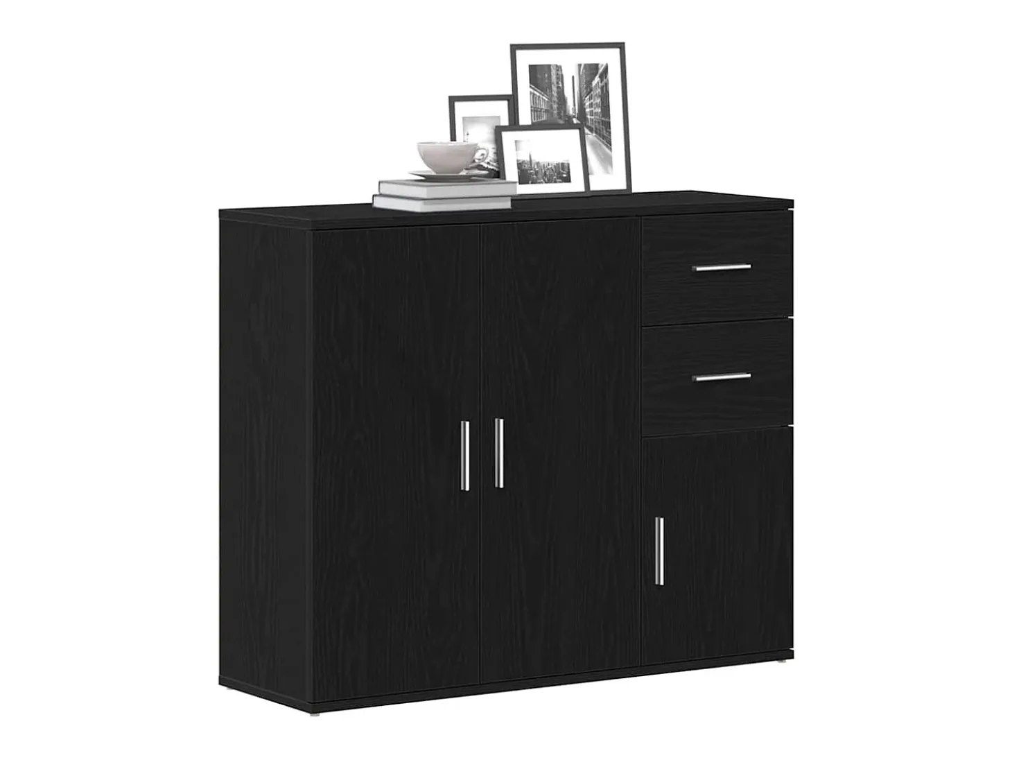 Aparador de roble negro 91x29,5x75 cm madera de ingeniería