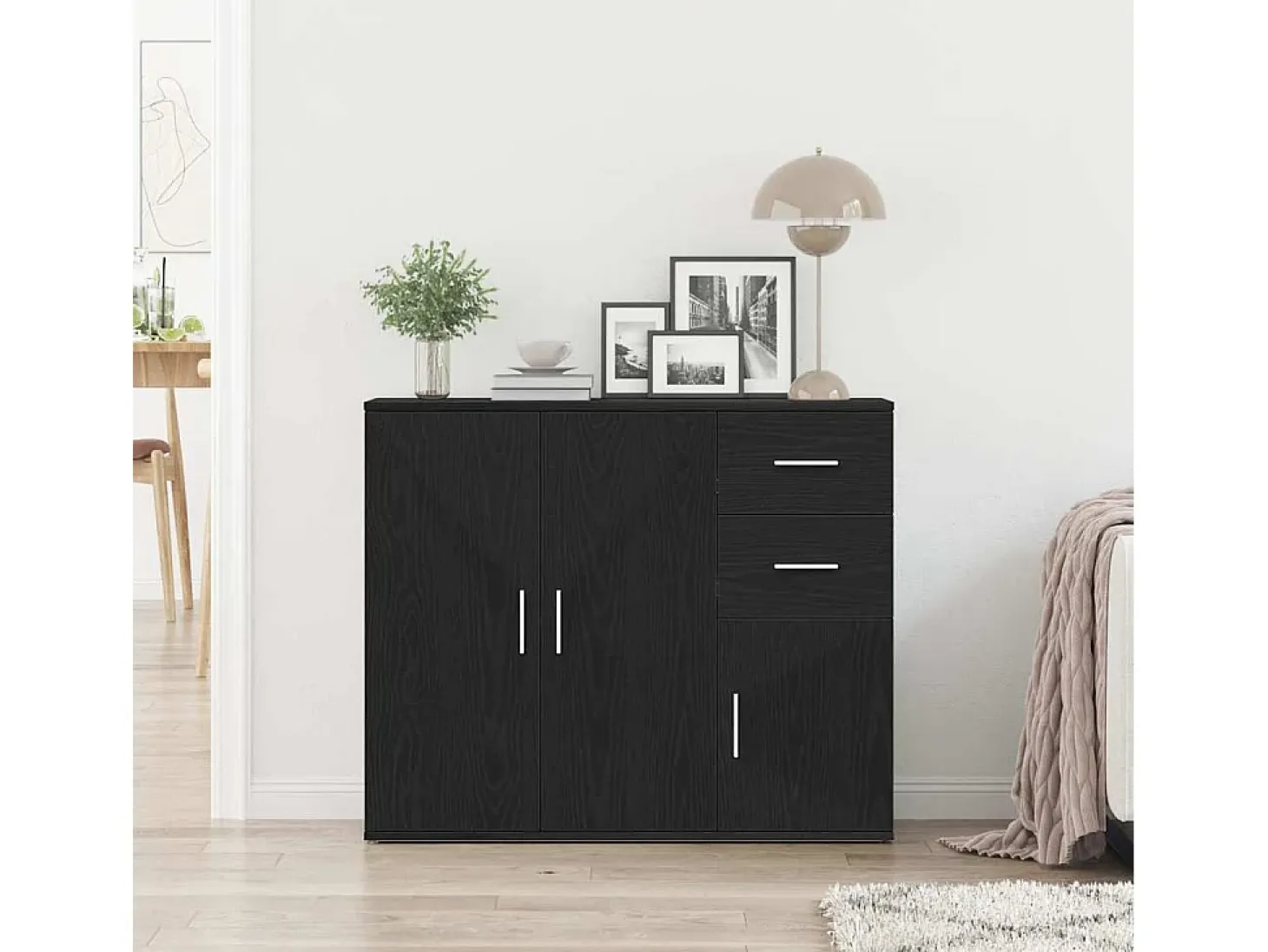 Aparador de roble negro 91x29,5x75 cm madera de ingeniería