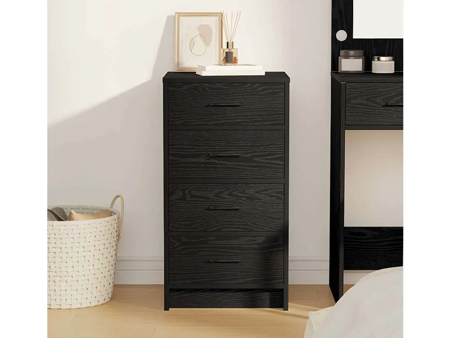 Aparador de roble negro 40x41x75 cm Madera de ingeniería