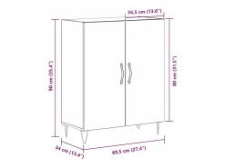 Aparador de roble negro 69,5x34x90 cm Madera de ingeniería