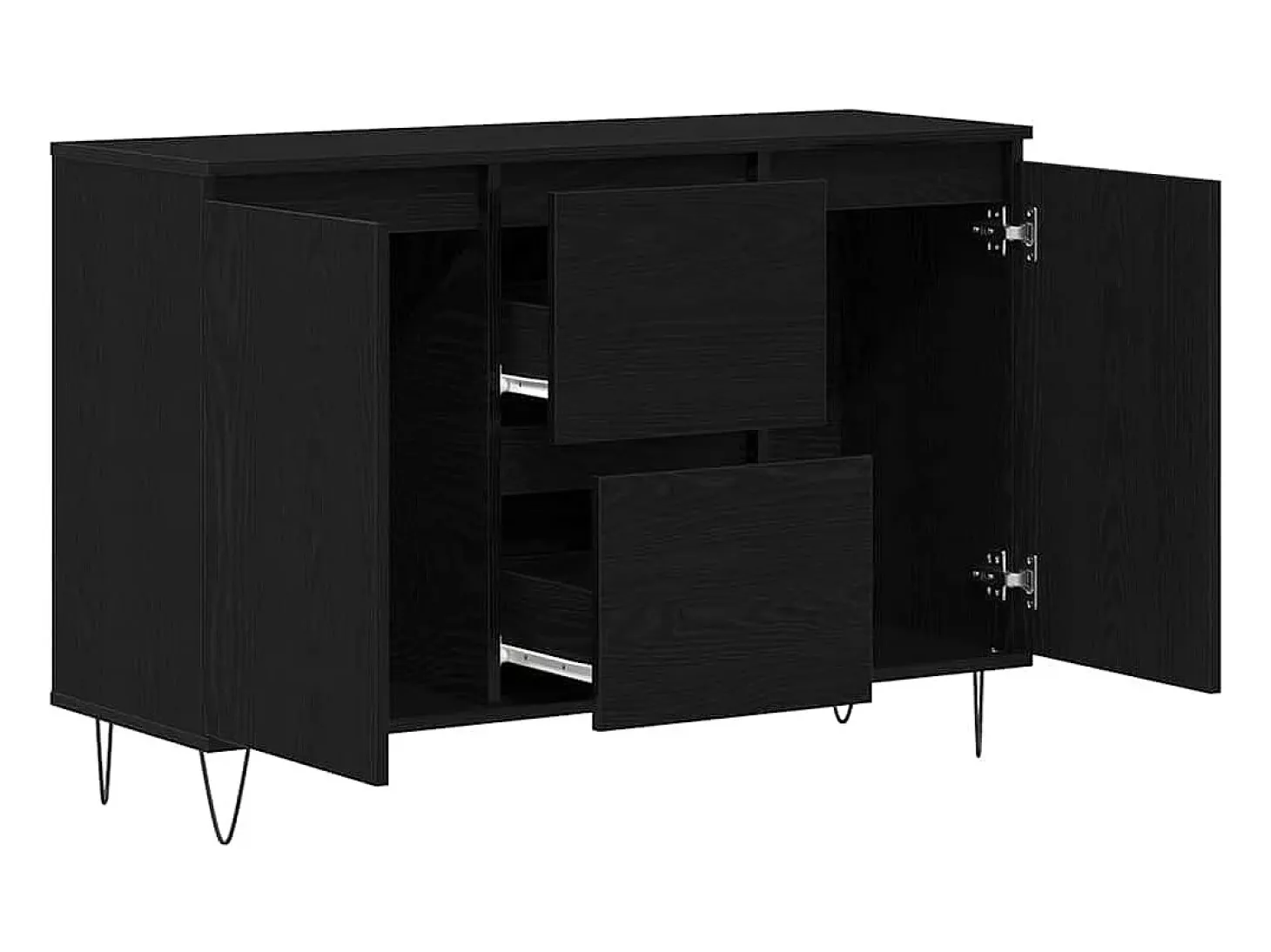 Aparador de roble negro 101,5x35x70 cm Madera de ingeniería