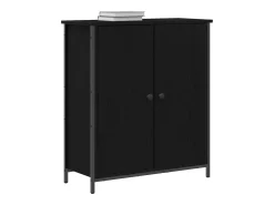Aparador de roble negro 70x30x80 cm Madera de ingeniería y acero