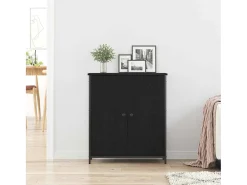 Aparador de roble negro 70x30x80 cm Madera de ingeniería y acero
