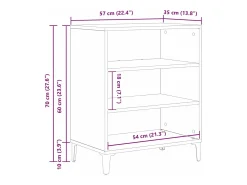 Aparador de roble negro 57x35x70 cm en madera reconstituida