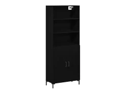 Aparador de roble negro 69,5x34x180 cm Madera de ingeniería