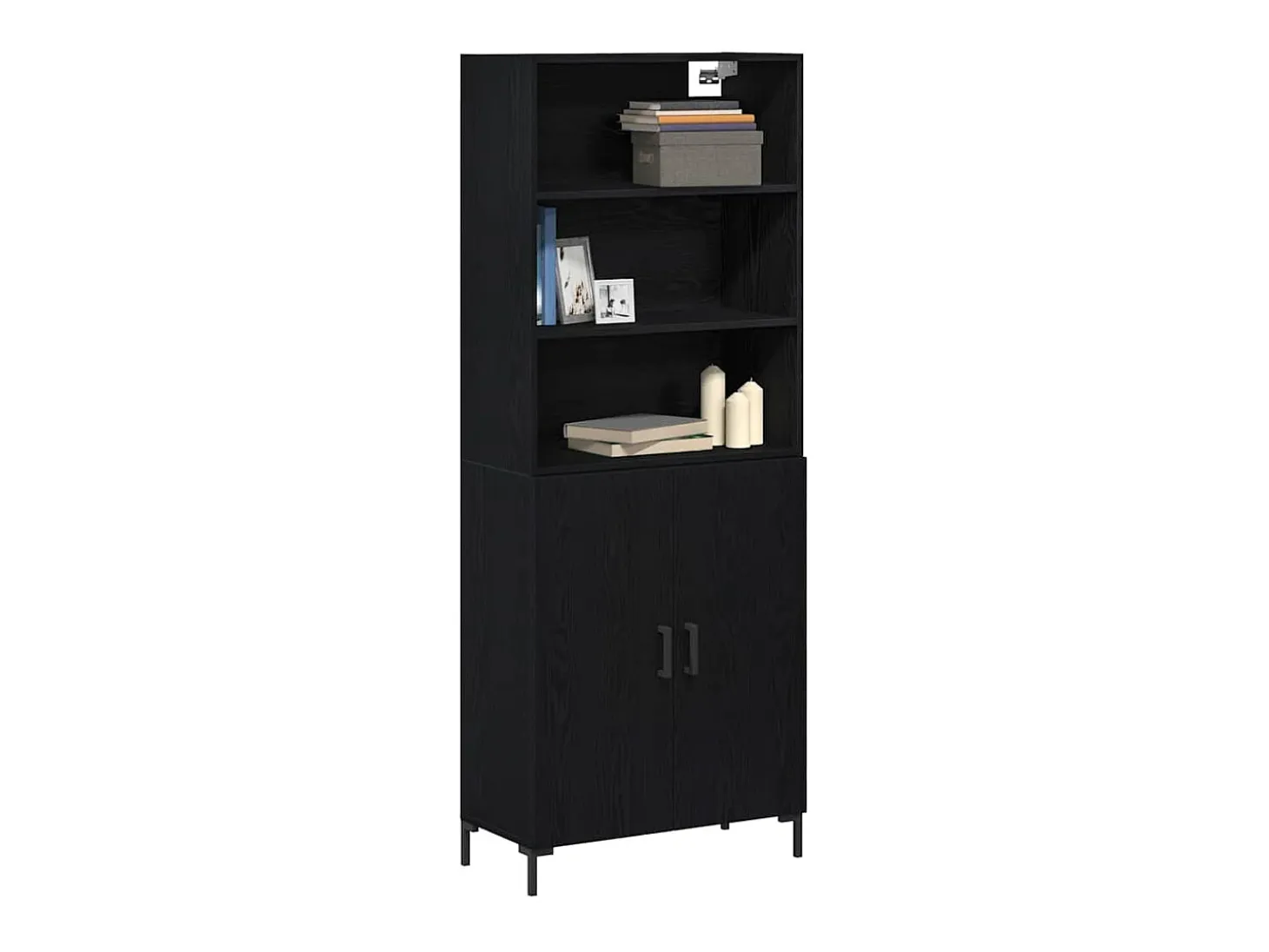 Aparador de roble negro 69,5x34x180 cm Madera de ingeniería
