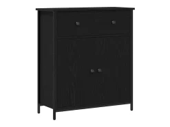 Aparador de Roble Negro 70x30x80 cm Madera Reconstituida y Acero