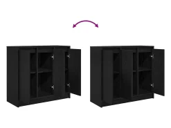 Aparador de roble negro 85x34x76 cm madera de ingeniería