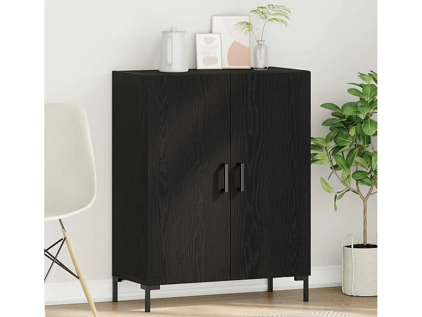 Aparador de Roble Negro 69,5x34x90 cm Madera reconstituida