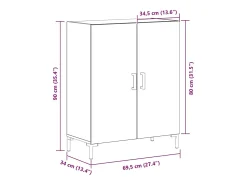 Aparador de Roble Negro 69,5x34x90 cm Madera reconstituida