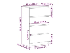 Aparador de roble negro 60x35x98,5 cm madera de ingeniería