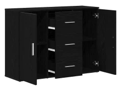 Aparador de roble negro 91x29,5x65 cm madera de ingeniería