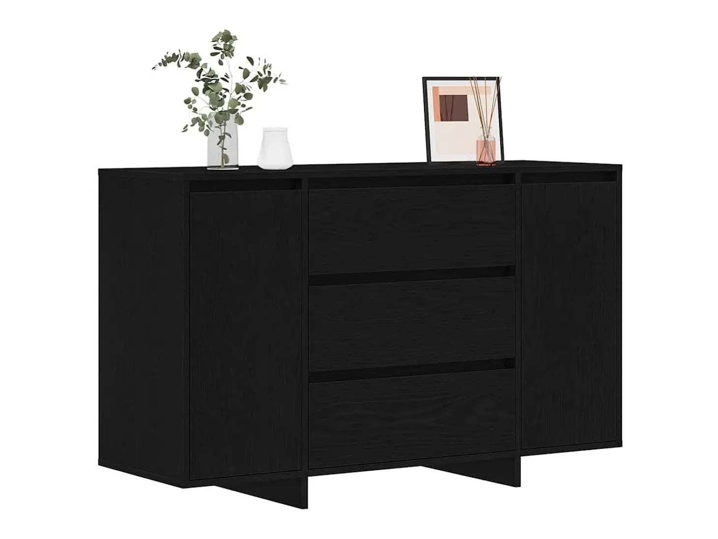 Aparador de roble negro 120x41x75 cm Madera de ingeniería