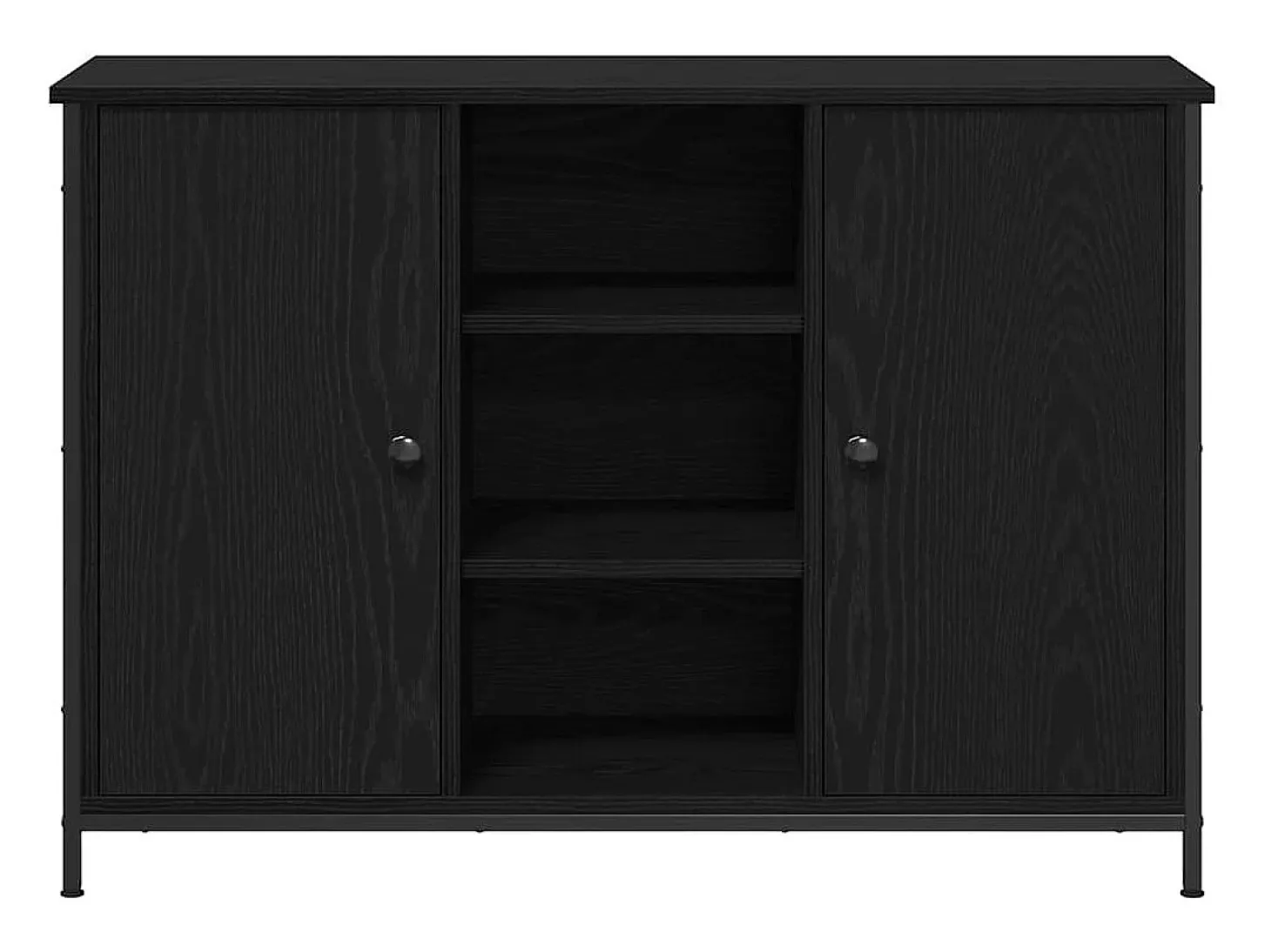 Aparador de roble negro 100x35x70 cm Madera de ingeniería y acero
