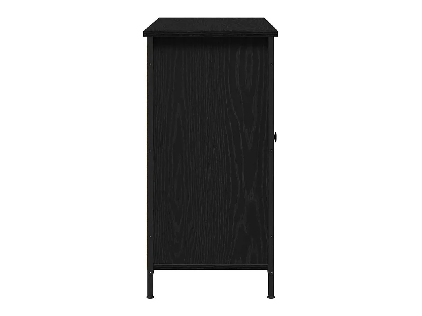 Aparador de roble negro 100x35x70 cm Madera de ingeniería y acero
