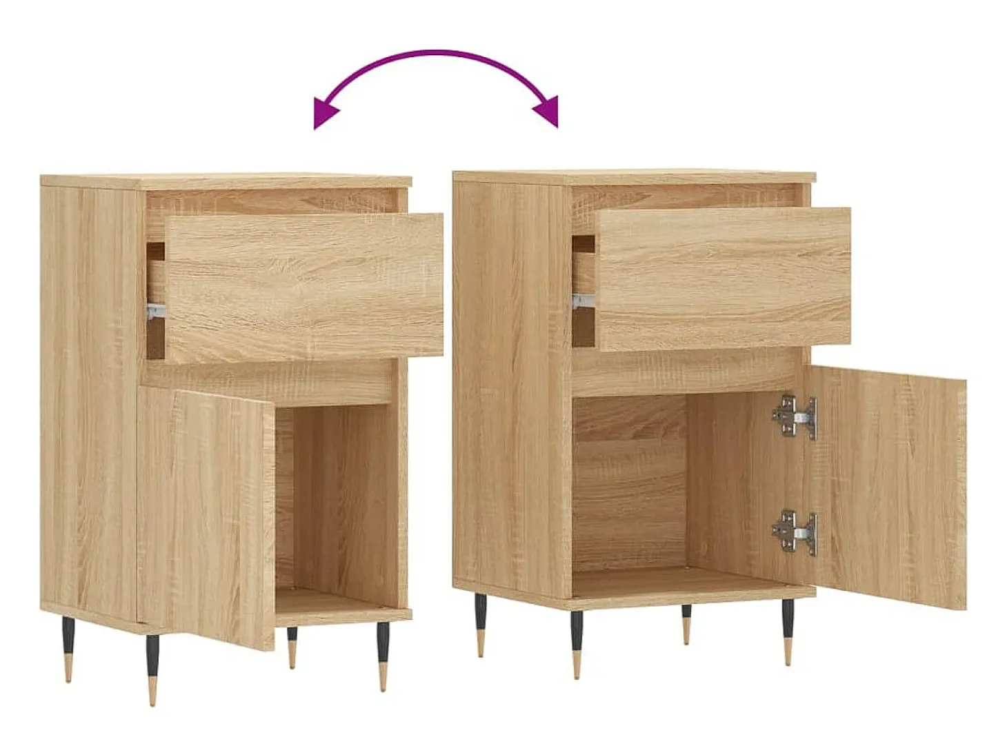 Aparador de roble Sonoma 40x35x70 cm madera de ingeniería