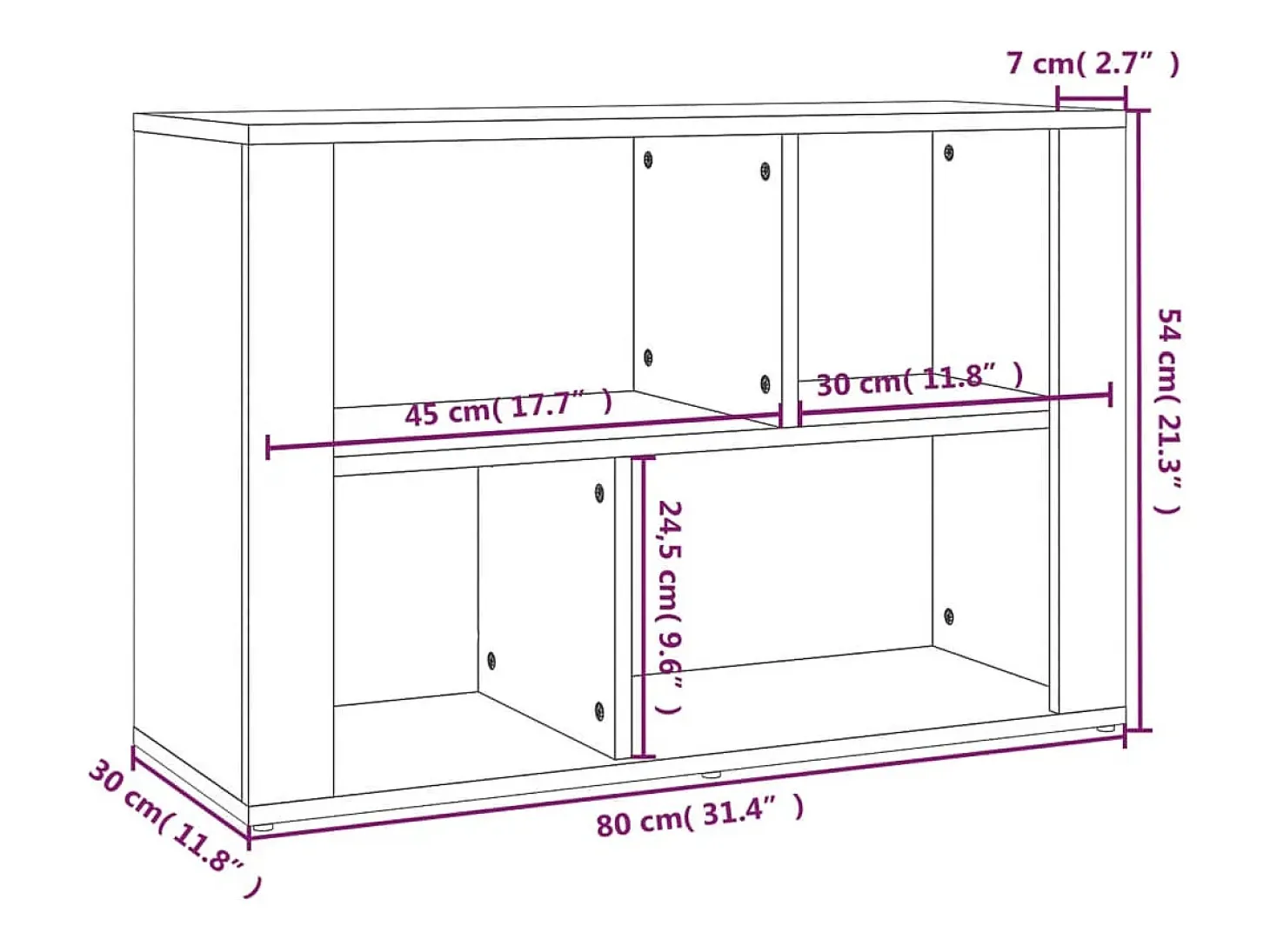 Aparador de roble Sonoma 80x30x54 cm Madera de ingeniería