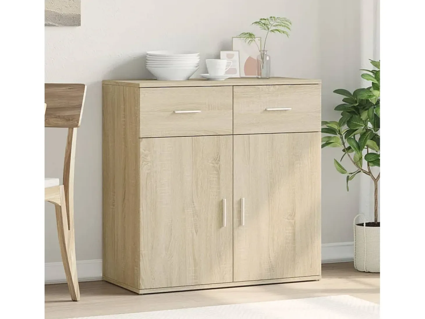 Aparador de roble Sonoma 79x38x80 cm madera de ingeniería
