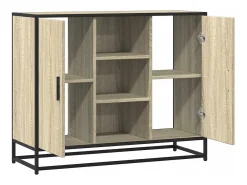 Aparador de roble Sonoma 92x35x76 cm madera de ingeniería