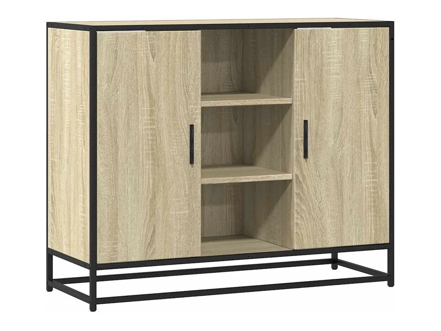 Aparador de roble Sonoma 92x35x76 cm madera de ingeniería