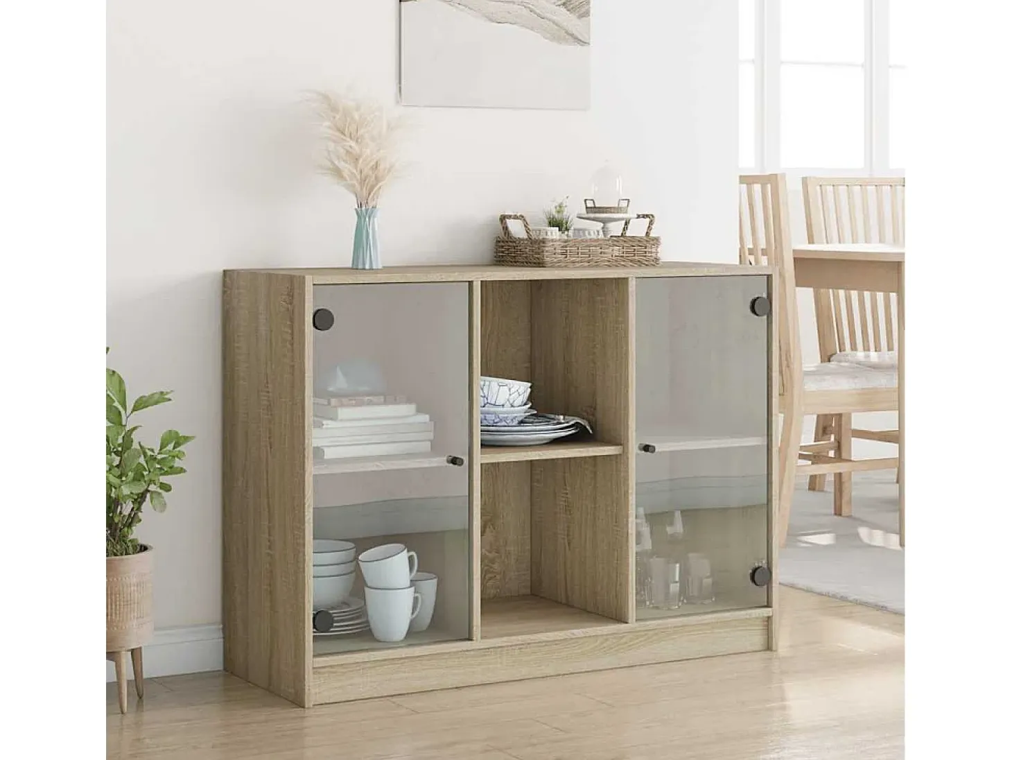 Aparador de roble Sonoma 102x37x75,5 cm madera de ingeniería