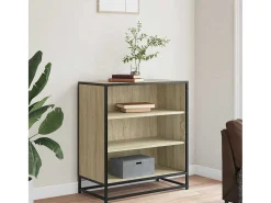 Aparador de roble Sonoma 68x35x76 cm madera contrachapada y metal