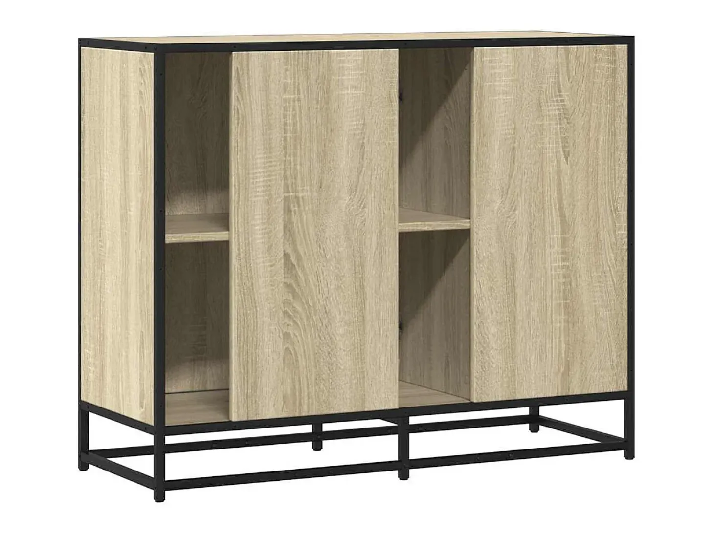Aparador de roble Sonoma 92x35x76 cm madera de ingeniería