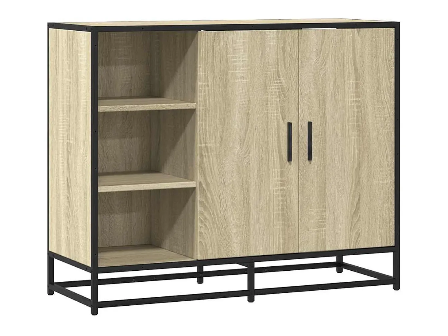 Aparador de roble Sonoma 92x35x76 cm madera de ingeniería