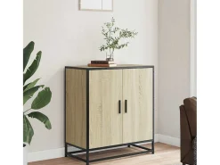 Aparador de roble Sonoma 68x35x76 cm madera contrachapada y metal