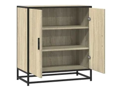 Aparador de roble Sonoma 68x35x76 cm madera contrachapada y metal